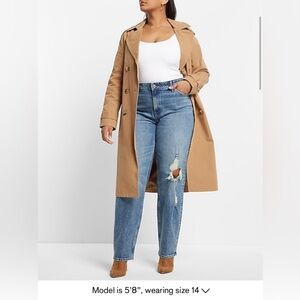 Express Mid Rise Medium Washed Ripped Baggy Tapered Jeans